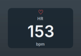 Heart rate widget showing 127 bpm